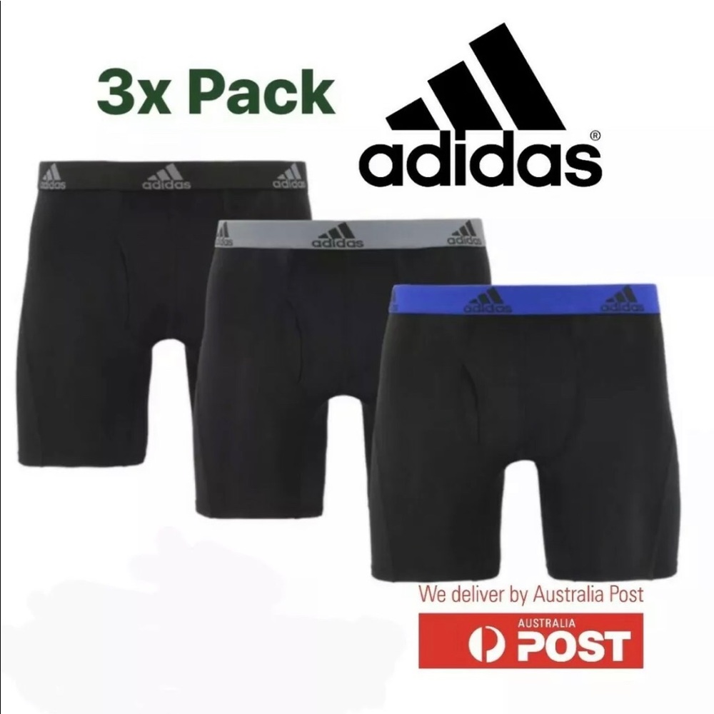 3 Pk Adidas Mens’ Relaxed Performance Boxer Briefs